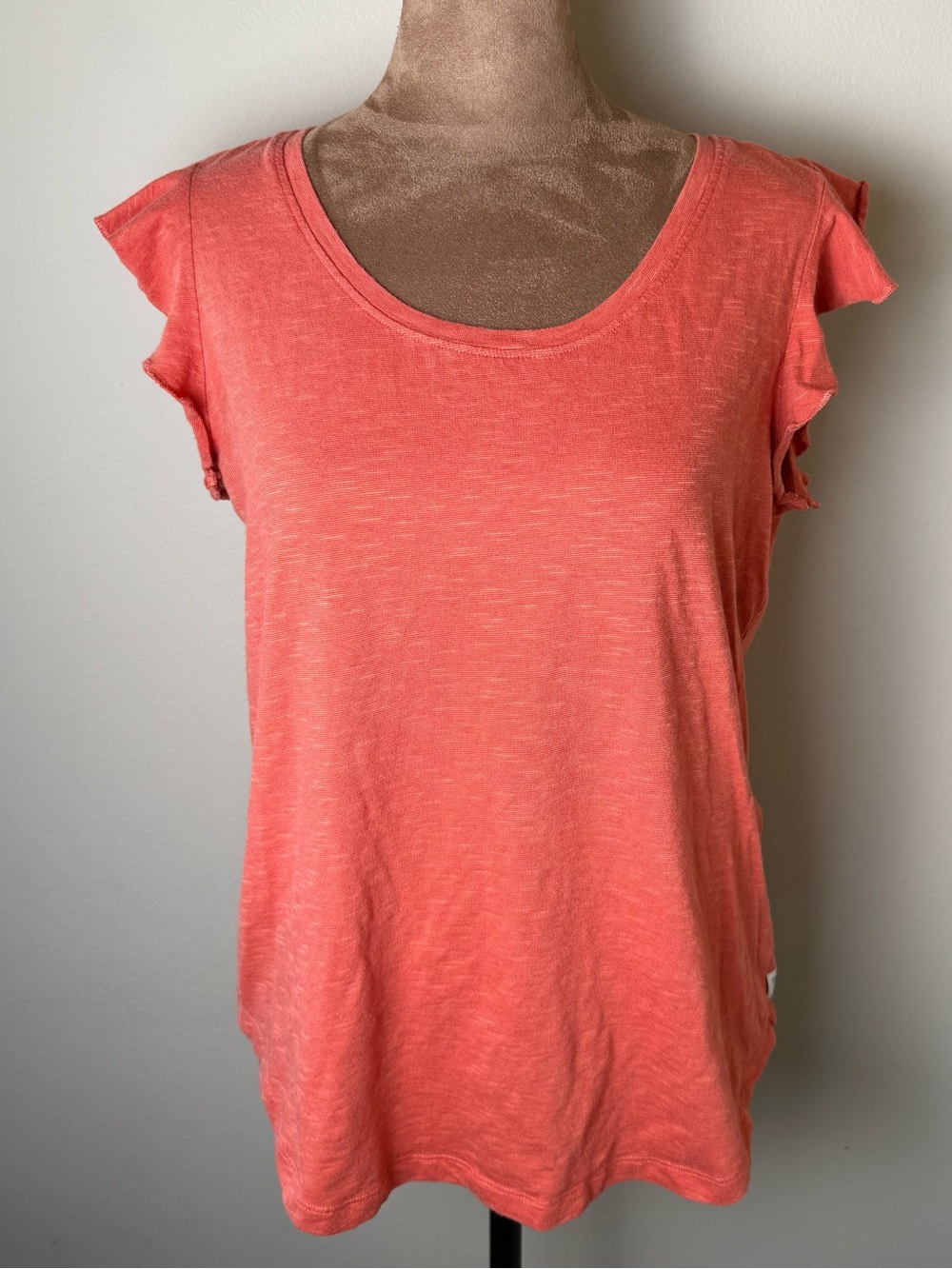 Toad & Co Rufflita II Tee Shirt Top Womens Medium Orange Organic Cotton Gorpcore